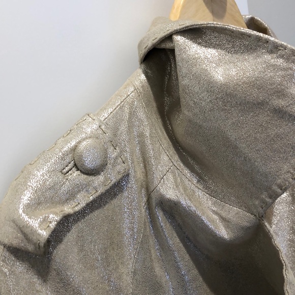 Bebe M gold metallic leather jacket. - Picture 7 of 8